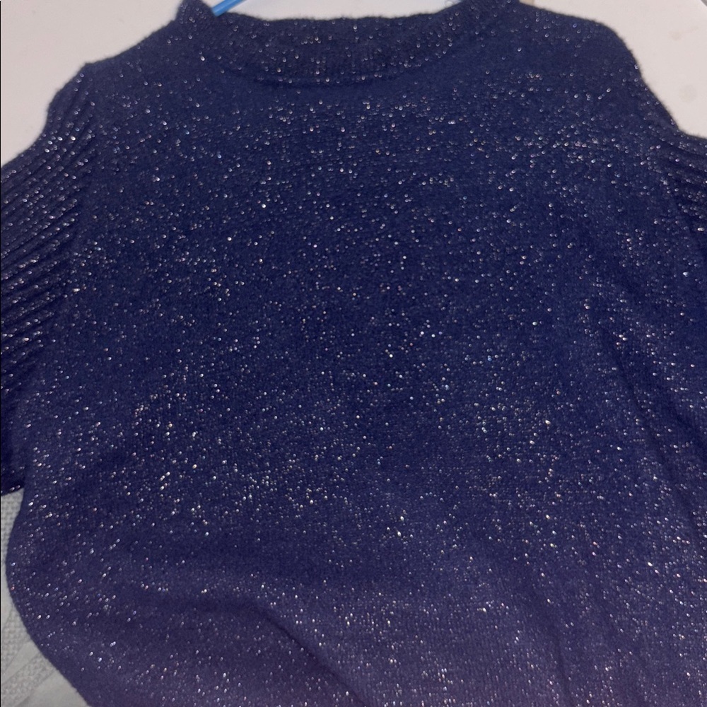 Nanette Lepore Midnight Blue Knit Top METALLIC THREADING THROUGHOUT
PUFF L/S - Picture 14 of 14